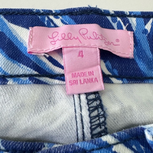 Lilly Pulitzer South Ocean Blue and White Ankle Cropped Jeans - Picture 3 of 15